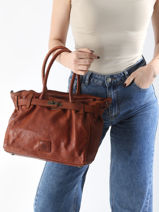 Schoudertas Heritage Leder Biba Bruin heritage BT26-vue-porte